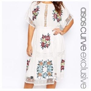ASOS Curve Embroidered Floral Midi