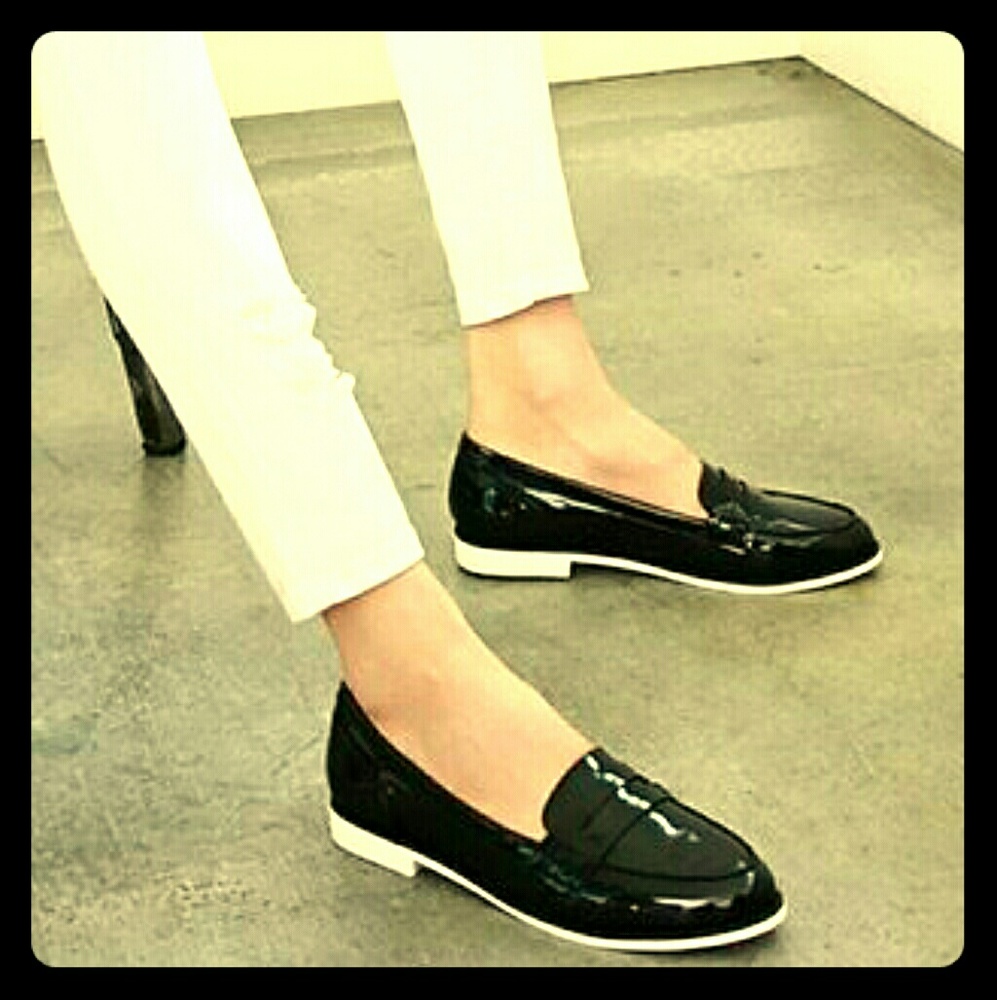 Black shiny loafers