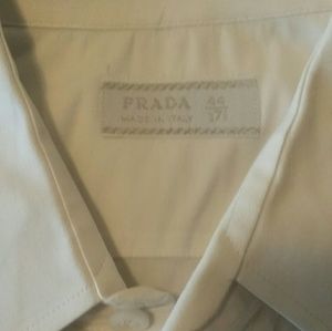 White xxl Prada stretch button down shirt.