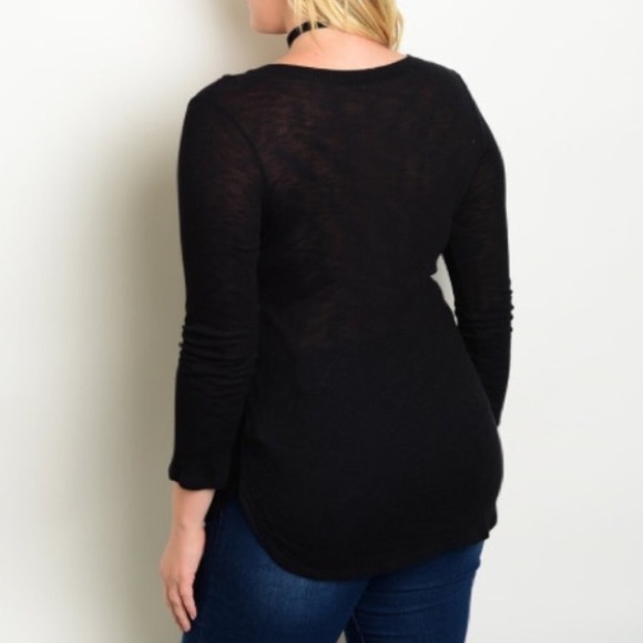 NEW Plus {2X} Black long sleeve shirt w/pocket - Picture 3 of 3