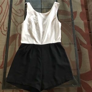 Black and white romper with lace details