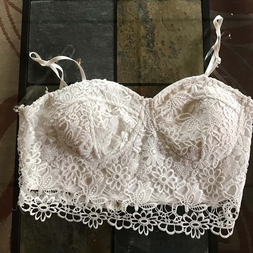 White lace crop top