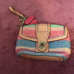 Coach straw wristlet