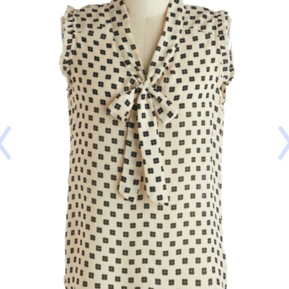 Off White Top with Black Flowers & Colorful Dots