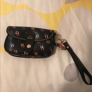 Dooney and Bourke black and rainbow wristlet