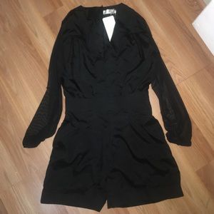 Black Romper Short V Neck  M