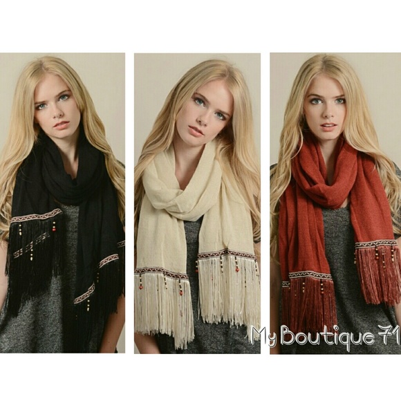 Boho Tassel & Bead Scarf - Picture 2 of 5