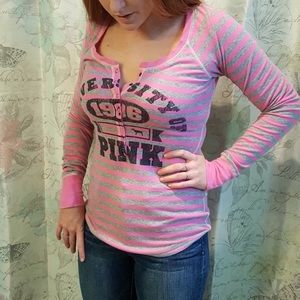 Pink fitted long sleeve shirt