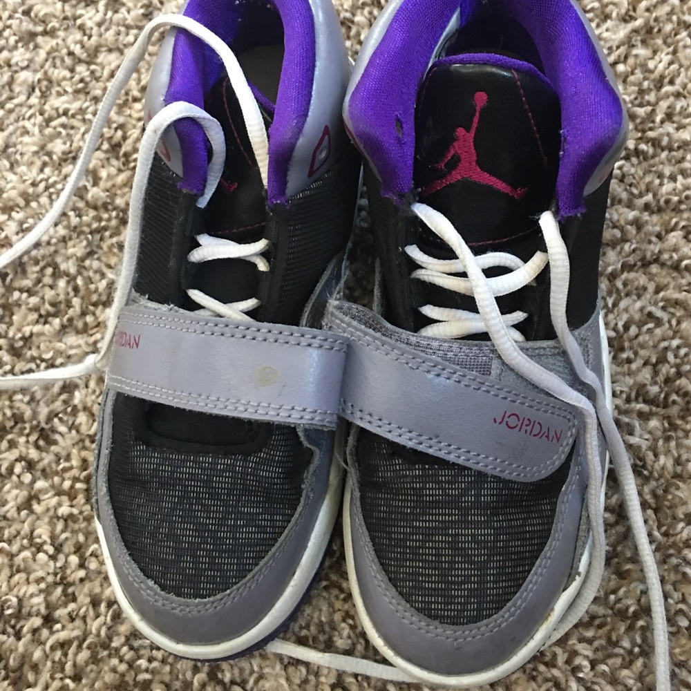 Purple and gray Jordan's 12c