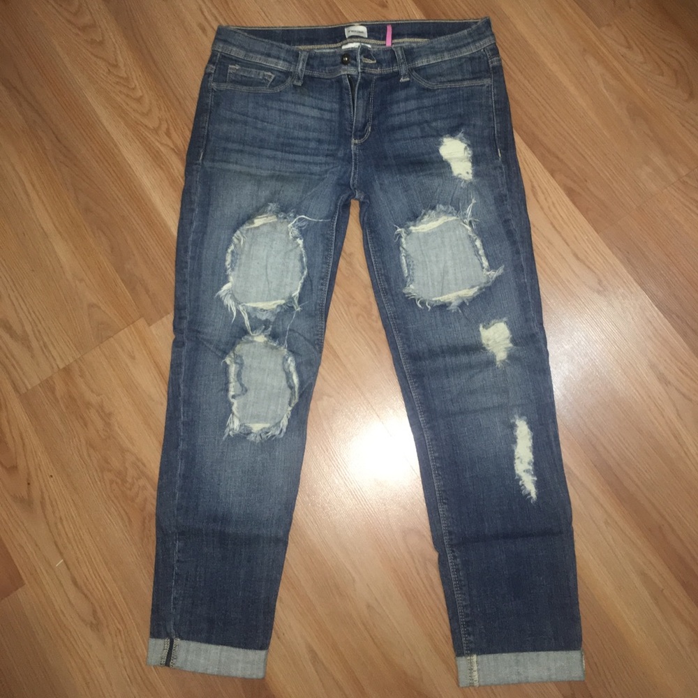 Boyfriend Ankle Cropped Distressed Denim 7