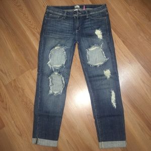 Boyfriend Ankle Cropped Distressed Denim 7