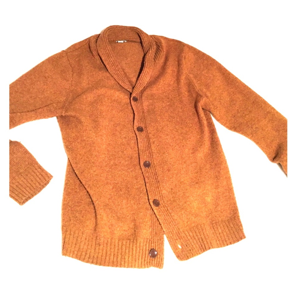 Men's gold cardigan.