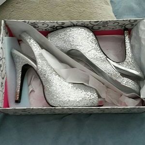 Lulu Townsend silver sparkle heels