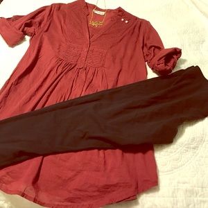 Dark red tunic from ModCloth.