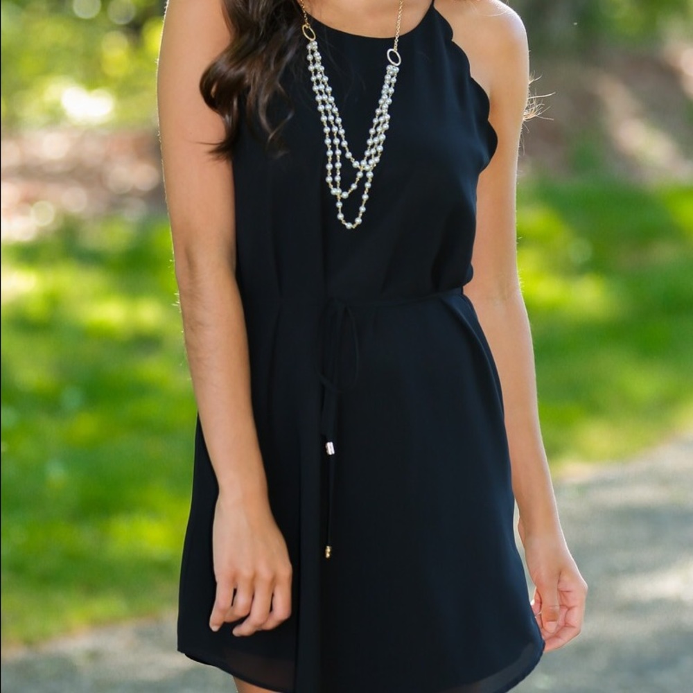 Black Dress with Scallop Detail!