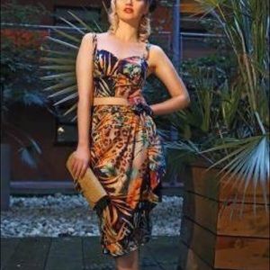Collectif Jungle crop top and wrap skirt set