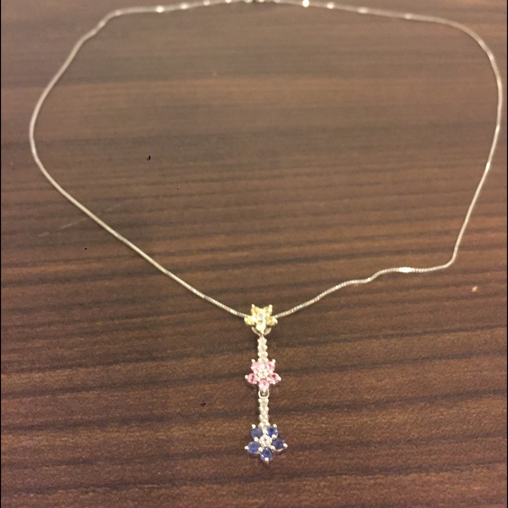 Flower gemstone and diamond necklace