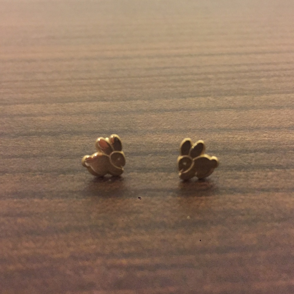 14k gold bunny earrings