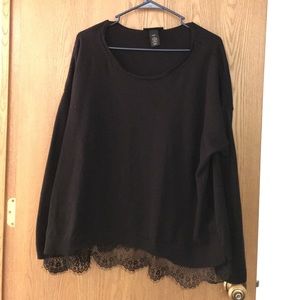 Black sweater with lace trim
