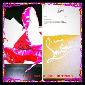 Pink and white red bottom heels