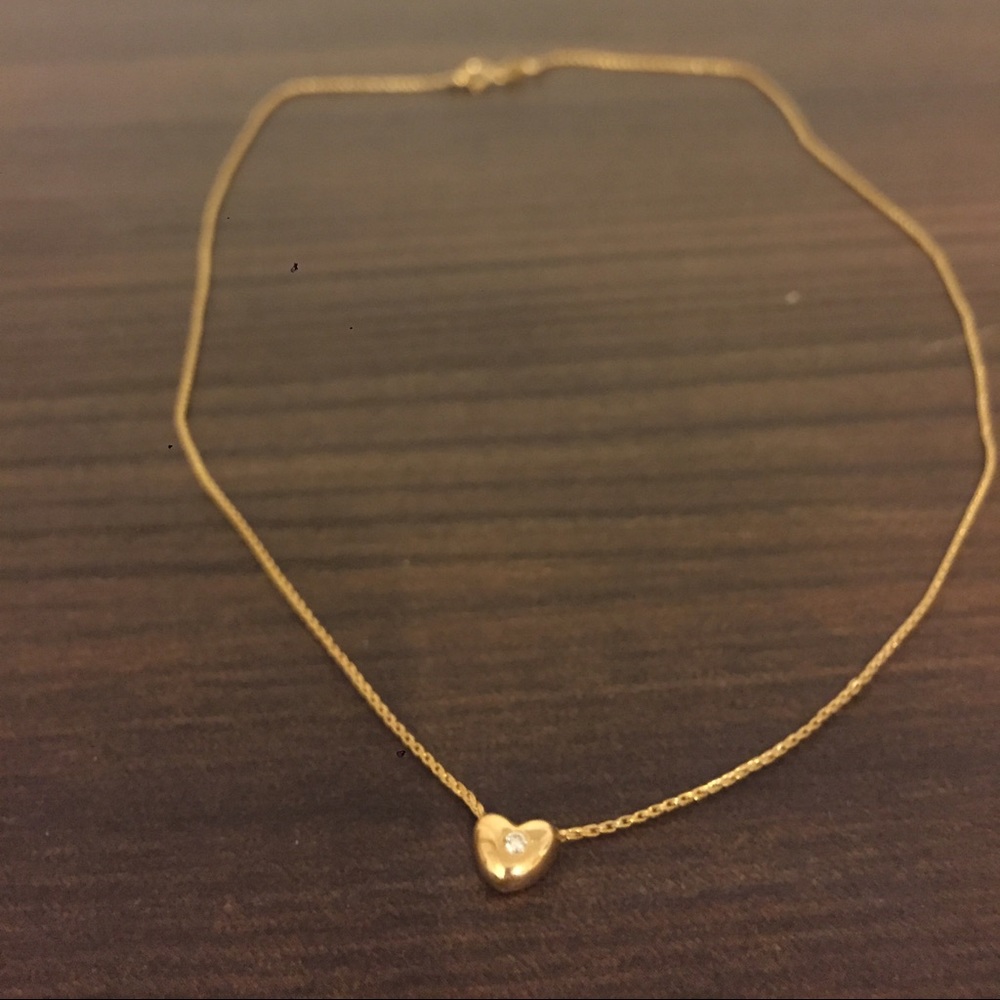 Gold heart diamond necklace