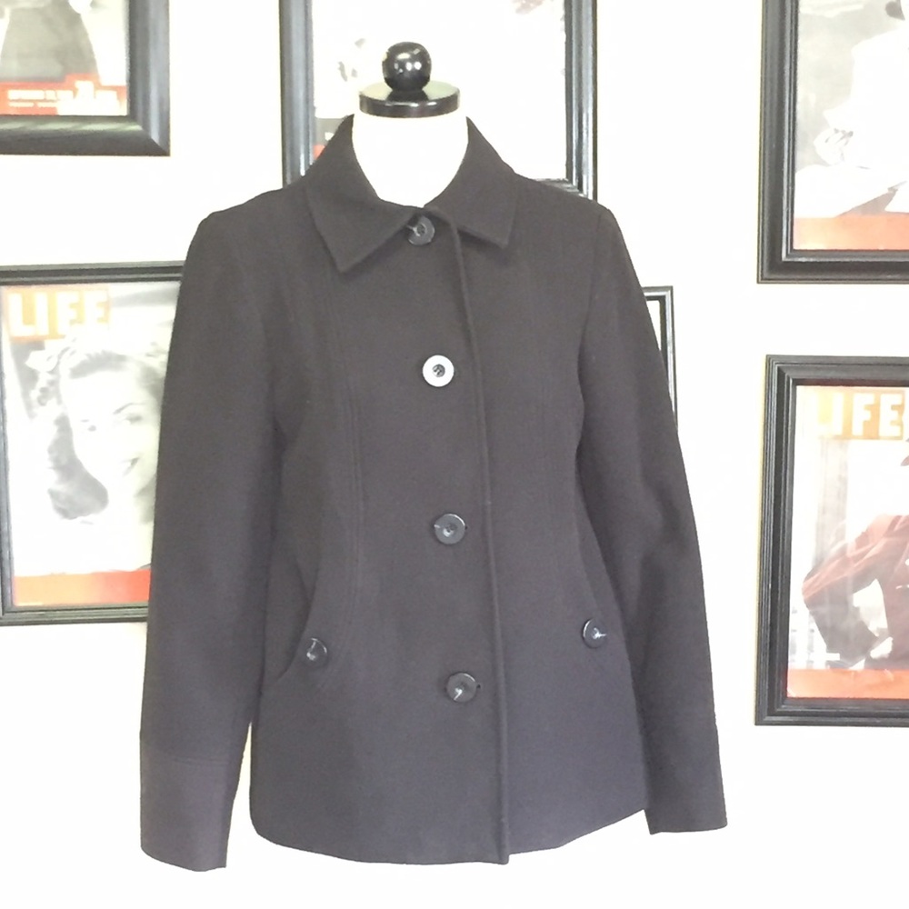 JM Collection Black Peacoat