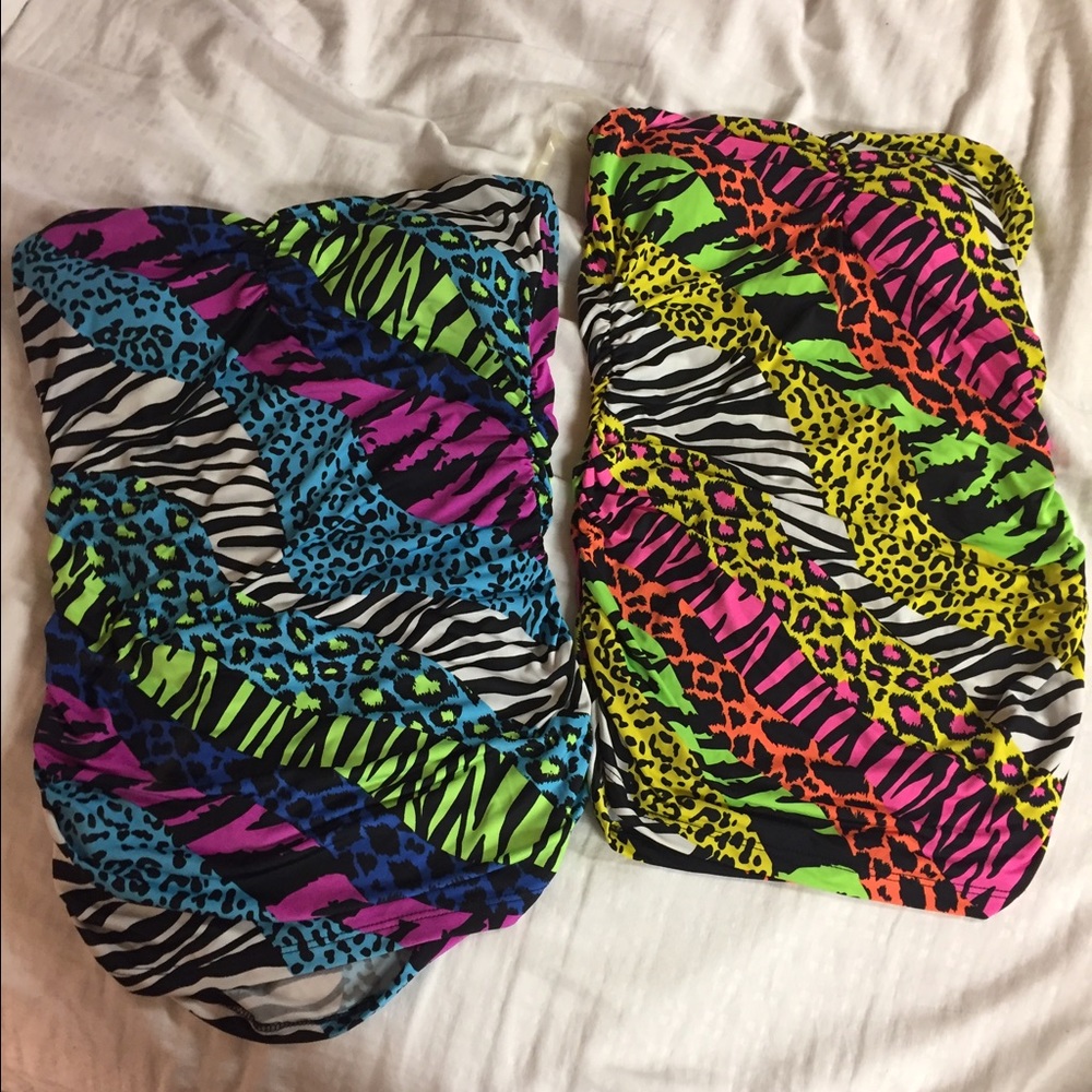 2 strapless animal print tops! NWT
