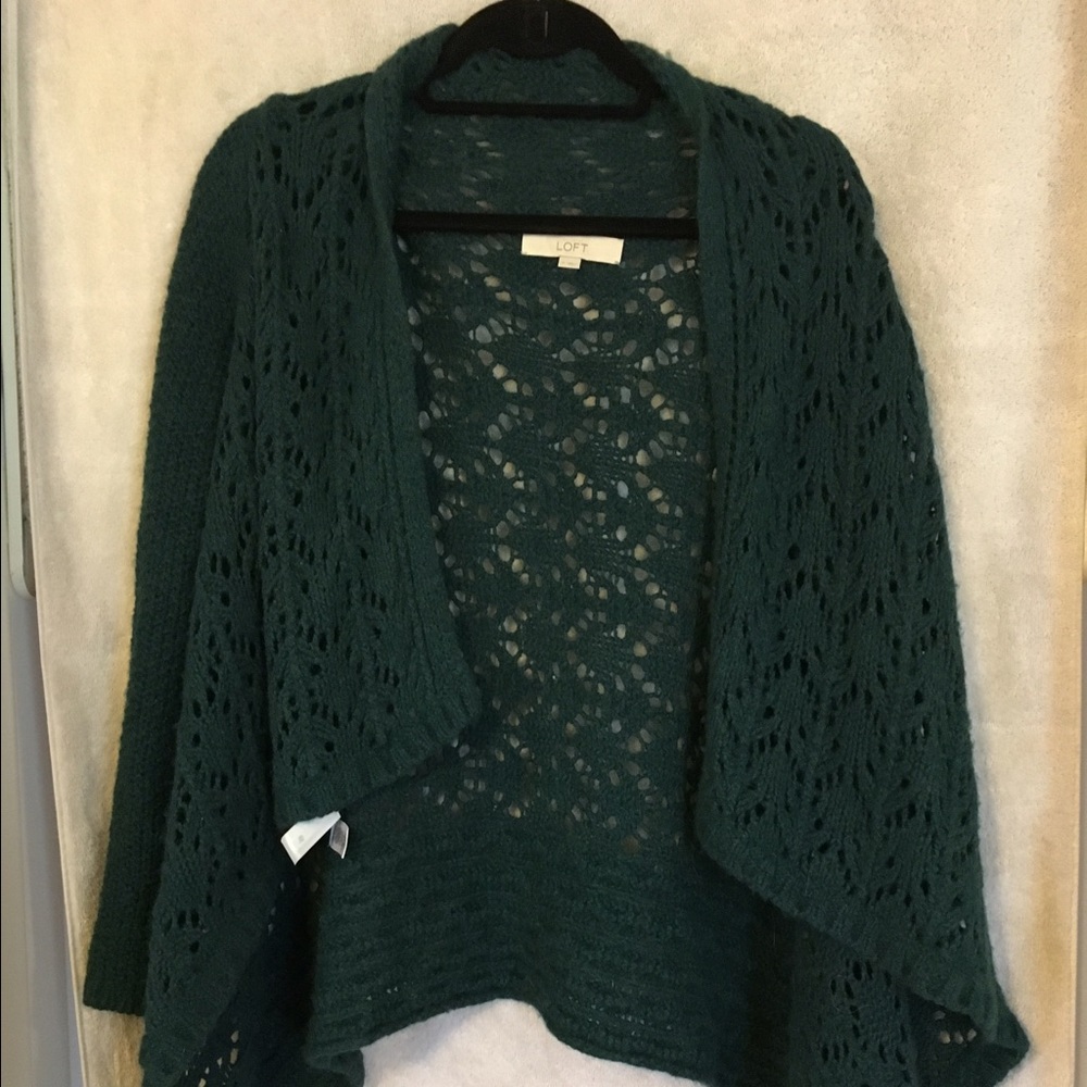 Teal draped lace cardigan by LOFT