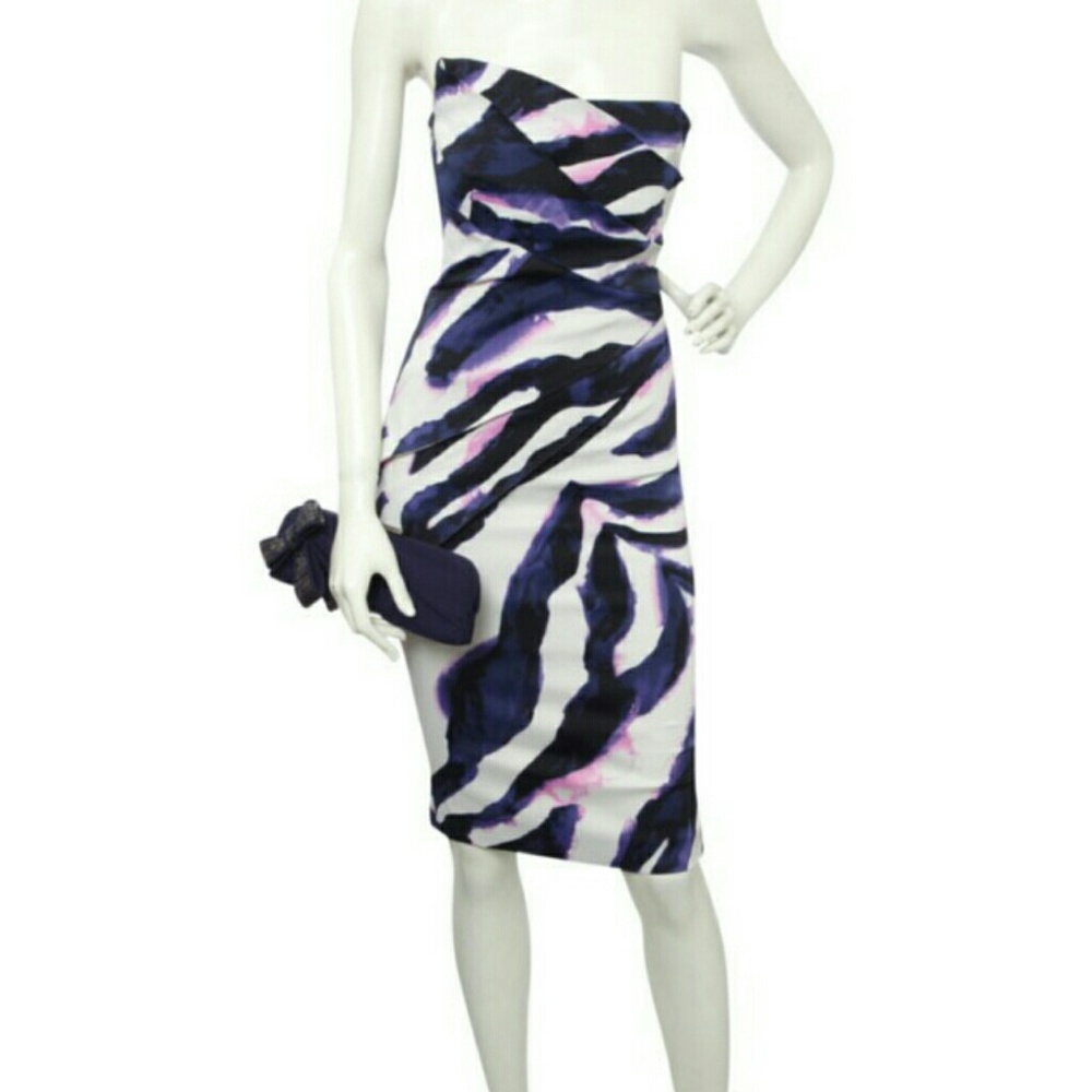 Sz 4 Karen Millen Zebra print strapless dress