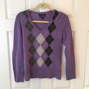 Purple cashmere argyle sweater