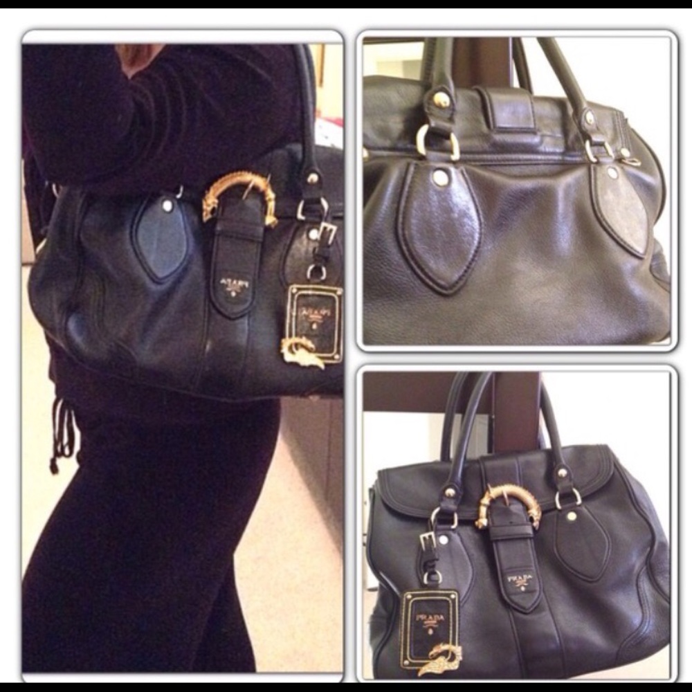 Black leather dragon bag