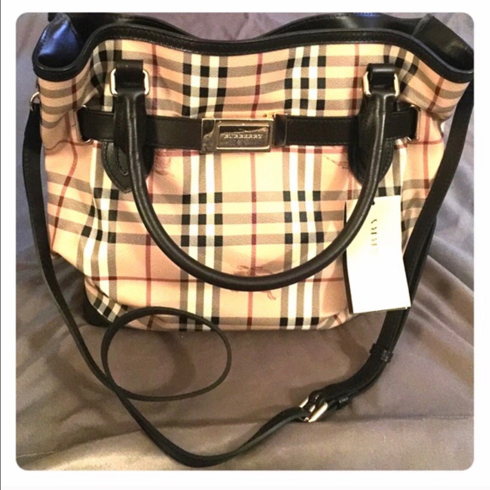 Burberry Haymarket medium gold tone tote