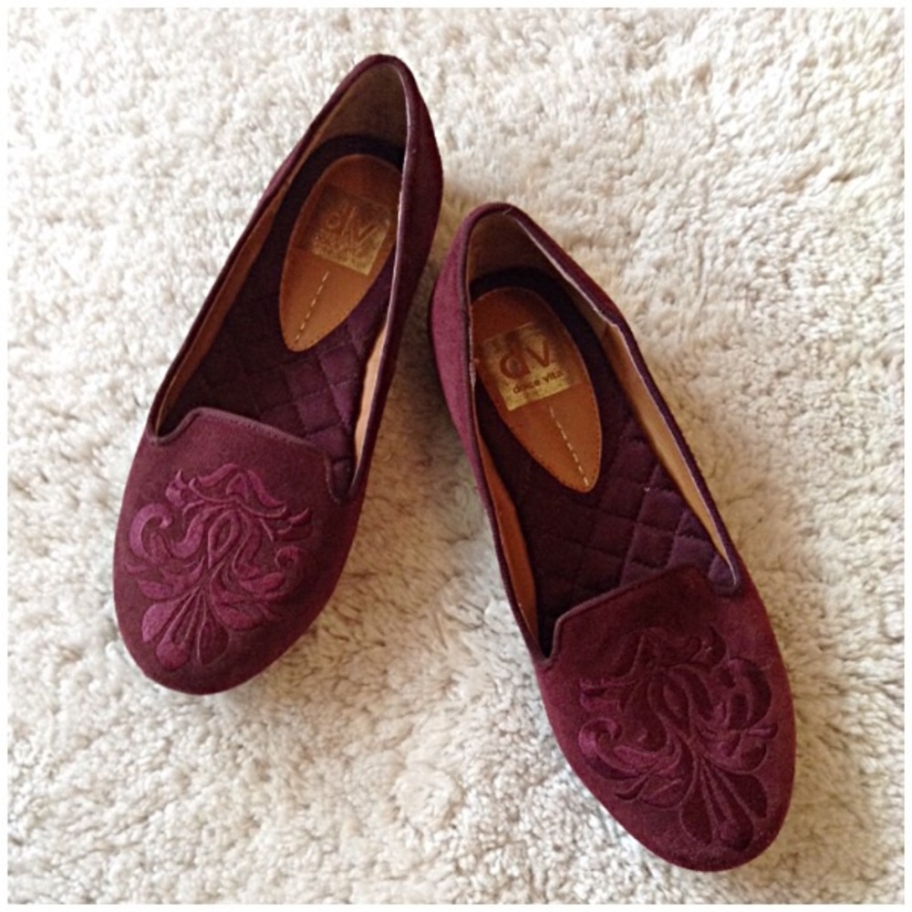 DV Burgundy Suede Gelle Crest Smoking Flats