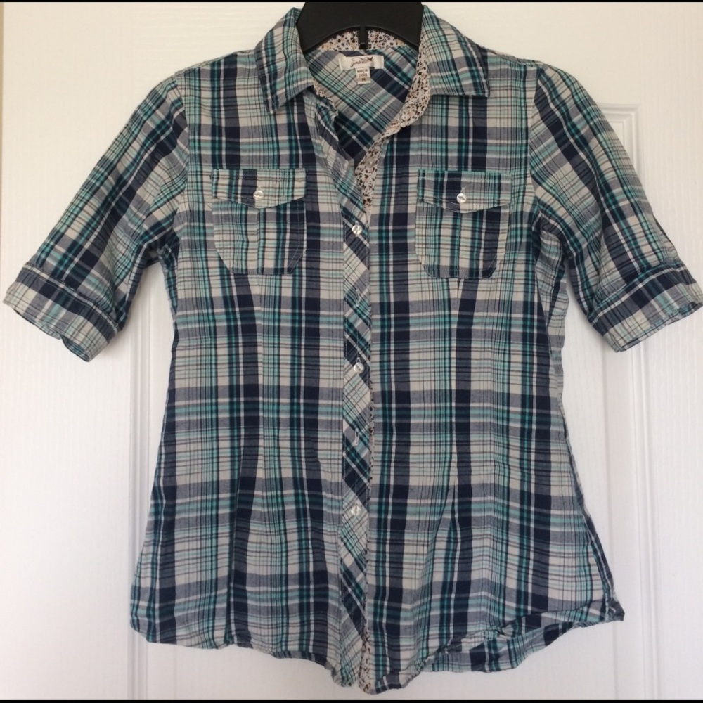 Blue Plaid Button-Up