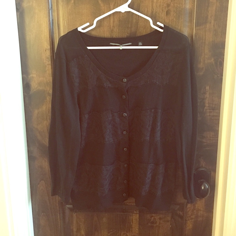 Anthropologie Black Lace Cardigan
