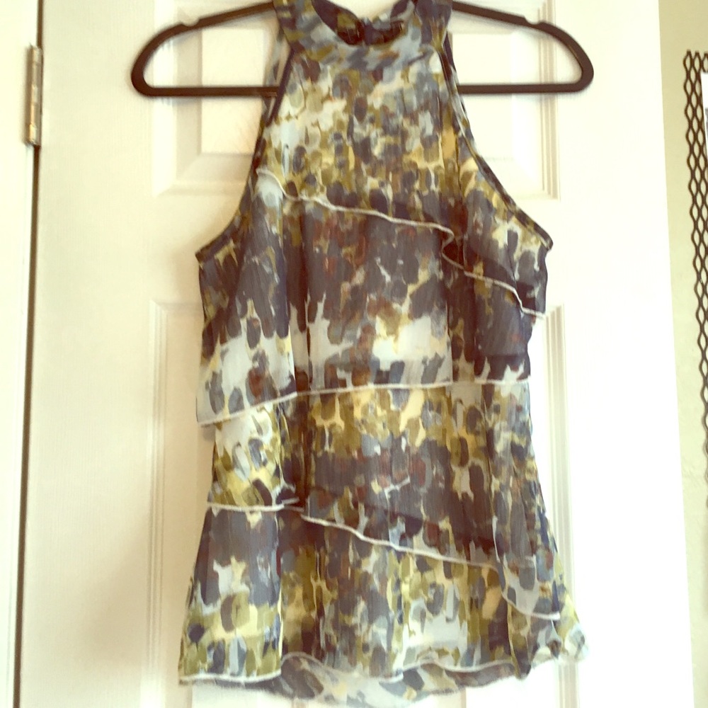 High Neck Dressy Blouse Green, Blue, Navy, Brown