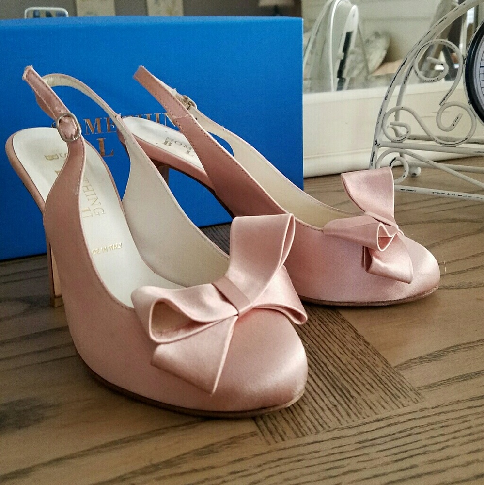 Something bleu blush satin wedding heels