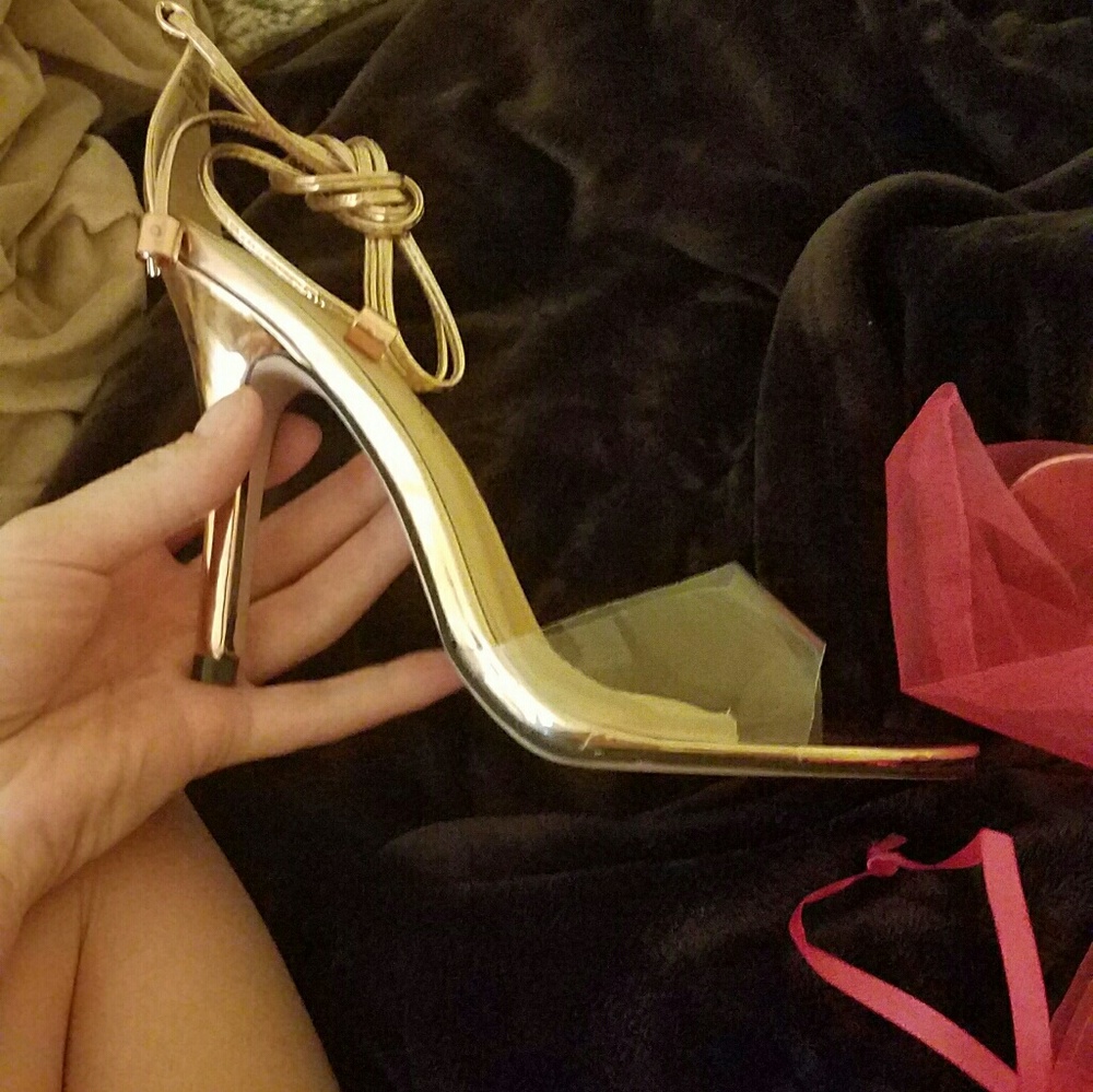 Gold clear/ strappy heels