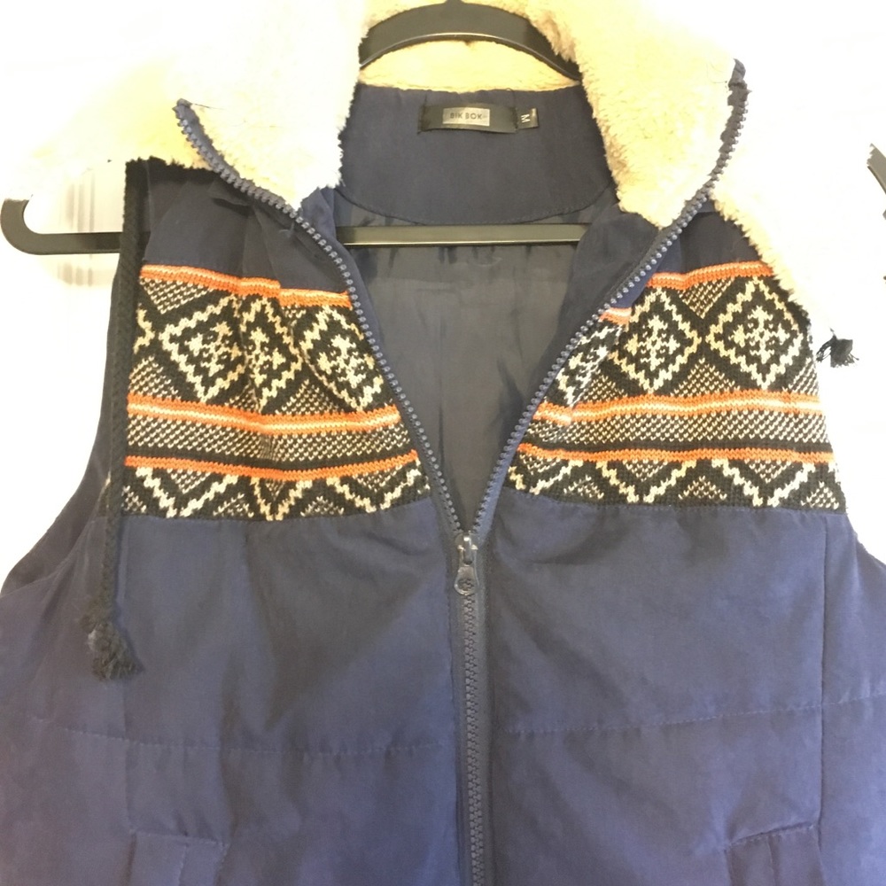 Aztec Fleece Winter Vest Navy