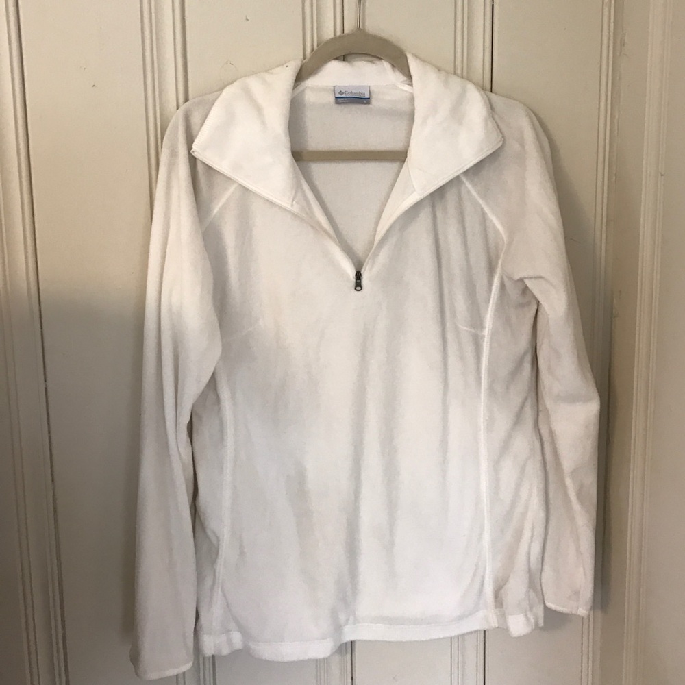 NWOT Athletic Columbia White Fleece Pullover L