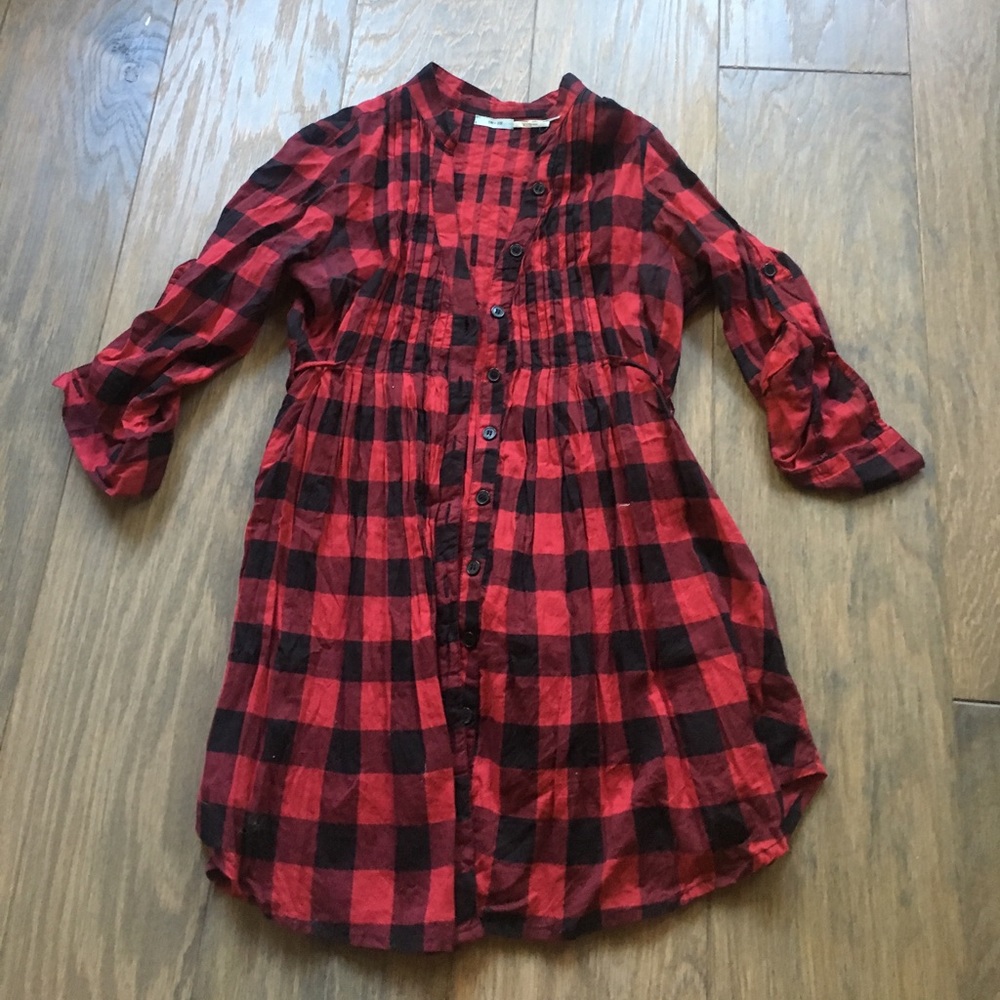 Plaid button up tunic nwot