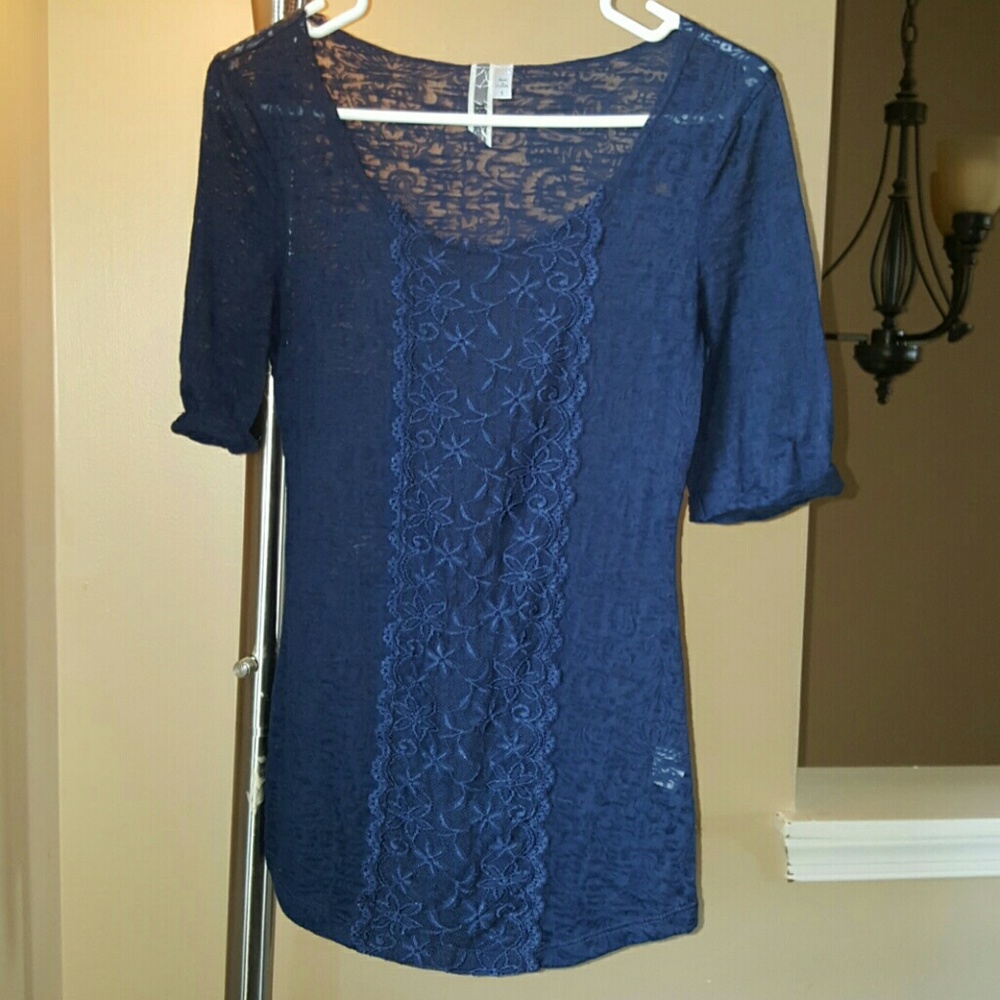 BKE navy blue burnout top