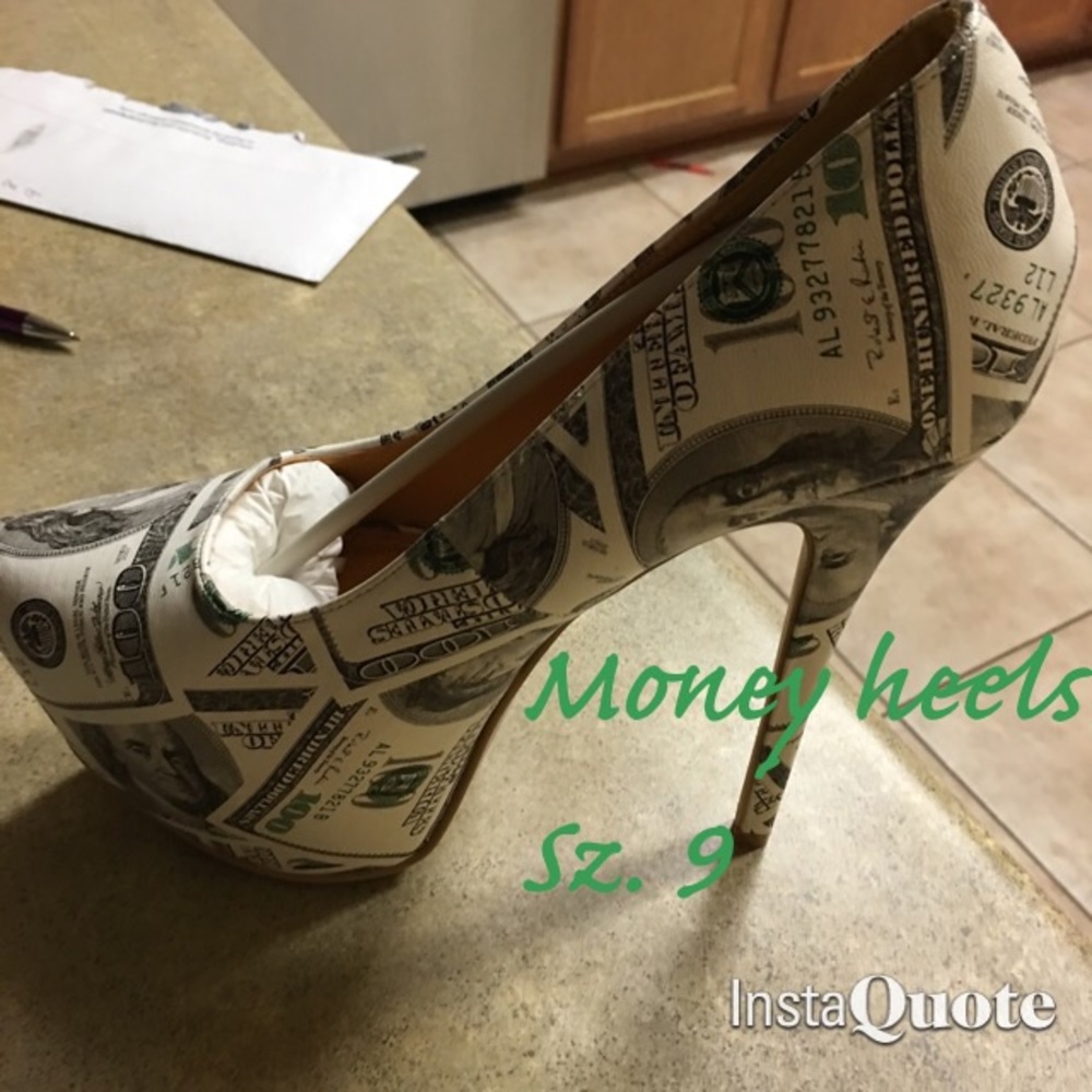 Green and white  heels