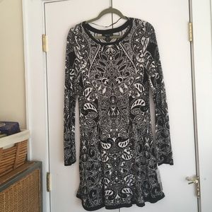 Stretchy long sleeve batik style print dress