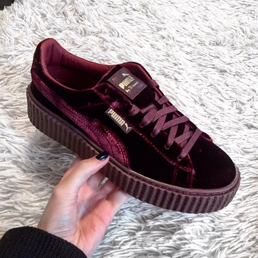 Rihanna Fenty Puma Creepers in Royal Purple Velvet