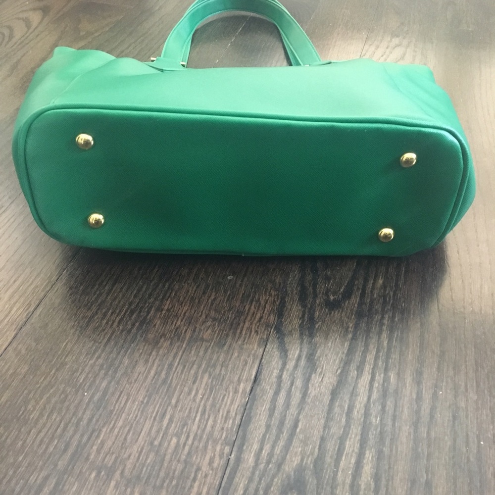 NWOT Iman Green & Gold Zip up Tote Bag - Picture 4 of 5