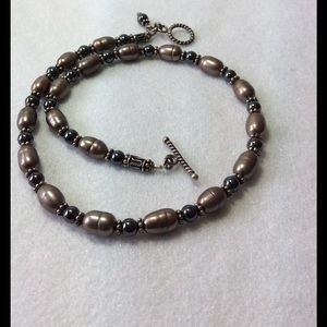 FINAL SALE PRICE Designer Freshwater Pearl & Hematite Necklace