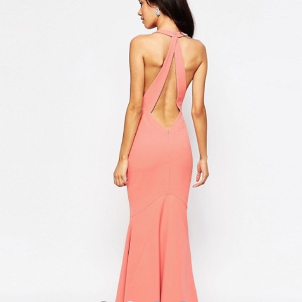 ASOS petite open back, peach, mermaid dress