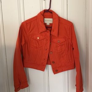 Anthropologie Orange Jean Jacket S NWOT