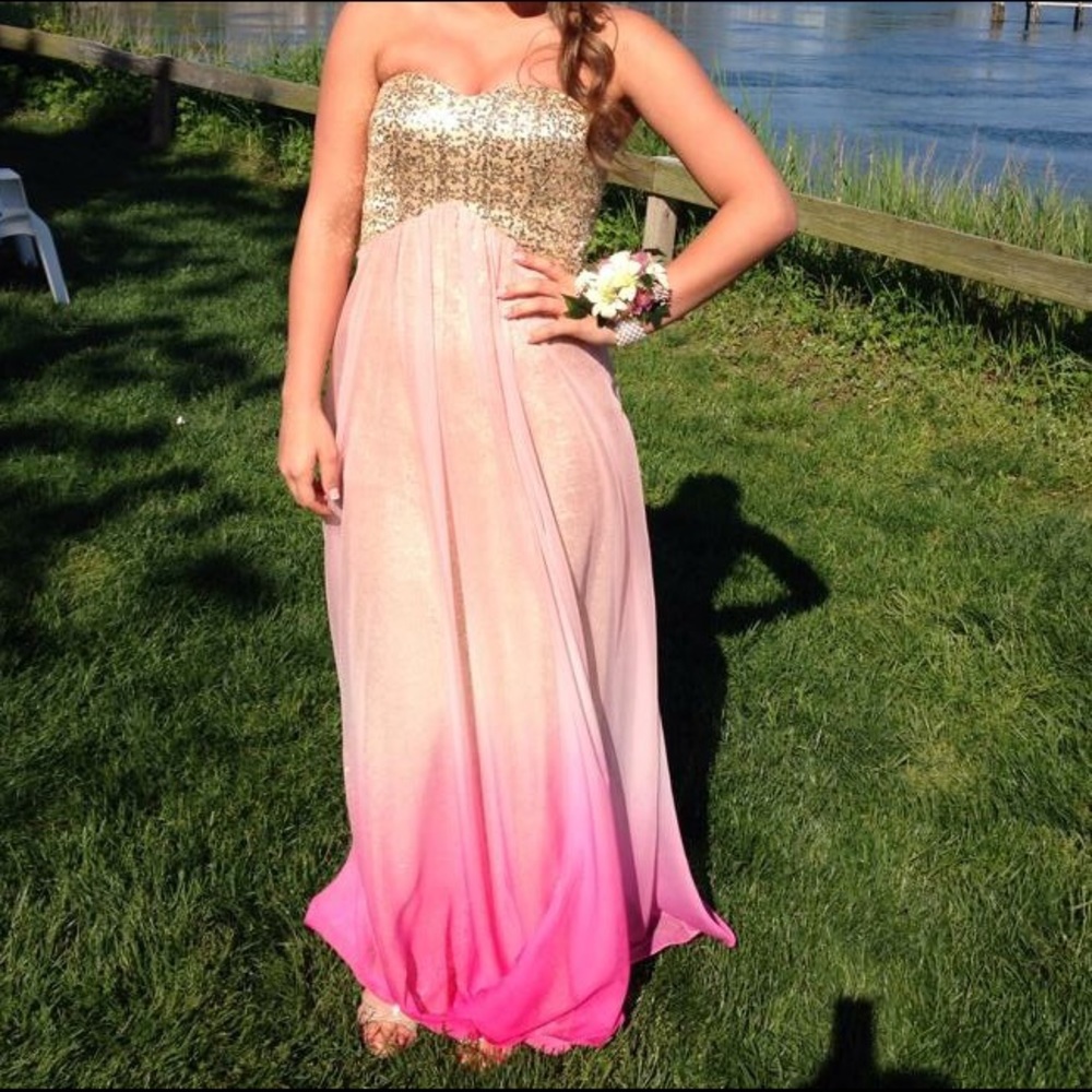 Jump Apparel Gold and Pink Ombré Dress